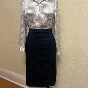 POLO RALPH LAUREN midi skirt jeans in navy blue